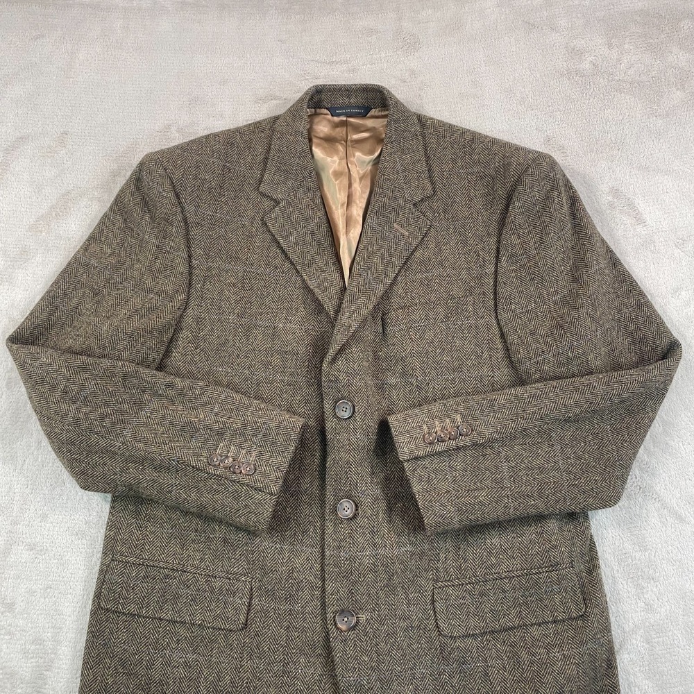 BANANA REPUBLIC Blazer Sport Coat Jacket Men 40R Brown Wool Herringbone Office